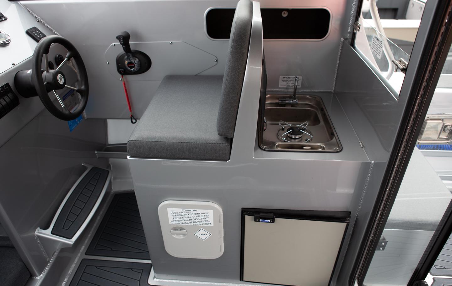 Enclosed Wheelhouse Starboard Module with Solid Backrest, Fridge and Cooker_Sink Combo